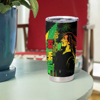 Jamaica Legend Bob Tumbler Cup Lion With Cannabis Leaf Pattern - Wonder Print Shop