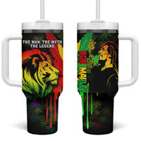 Jamaica Legend Bob Tumbler With Handle Lion With Cannabis Leaf Pattern - Wonder Print Shop