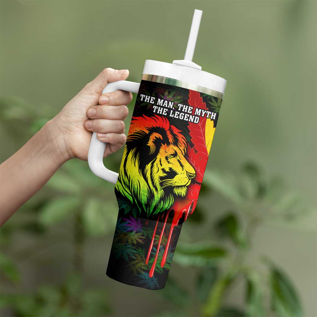 Jamaica Legend Bob Tumbler With Handle Lion With Cannabis Leaf Pattern - Wonder Print Shop