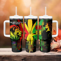 Jamaica Legend Bob Tumbler With Handle Lion With Cannabis Leaf Pattern - Wonder Print Shop