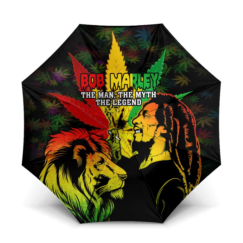 Jamaica Legend Bob Umbrella Lion With Cannabis Leaf Pattern - Wonder Print Shop