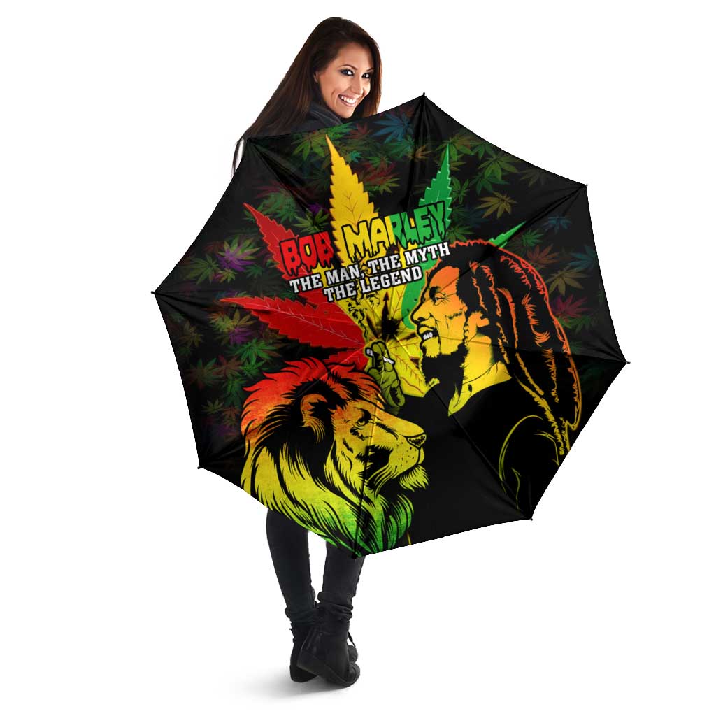 Jamaica Legend Bob Umbrella Lion With Cannabis Leaf Pattern - Wonder Print Shop