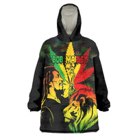 Jamaica Legend Bob Wearable Blanket Hoodie Lion With Cannabis Leaf Pattern LT14