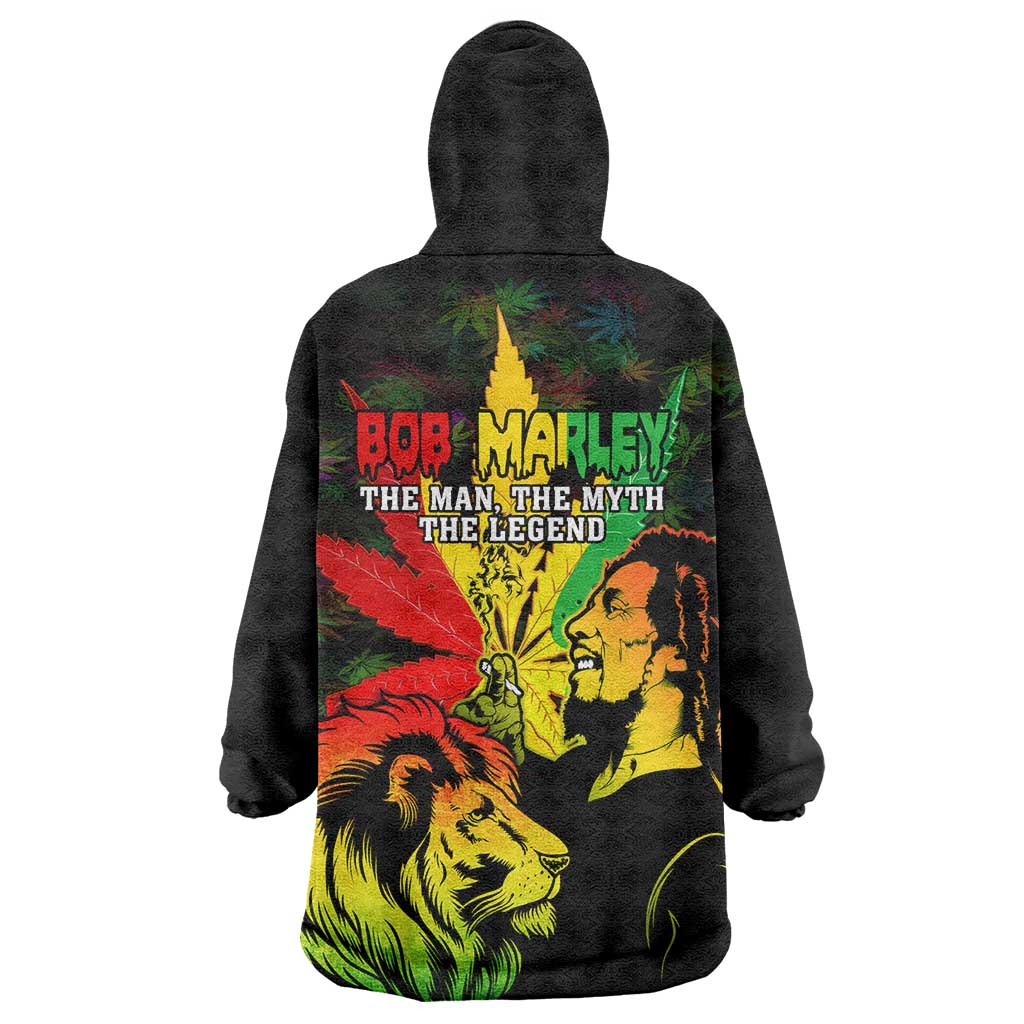 Jamaica Legend Bob Wearable Blanket Hoodie Lion With Cannabis Leaf Pattern LT14