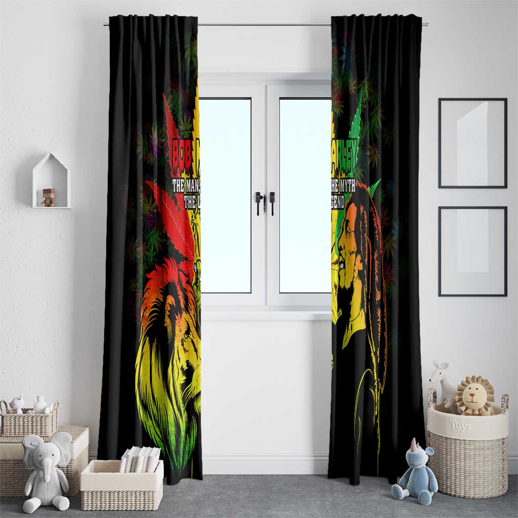 Jamaica Legend Bob Window Curtain Lion With Cannabis Leaf Pattern - Wonder Print Shop