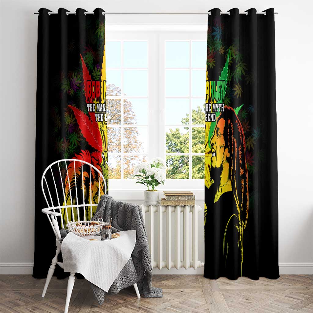 Jamaica Legend Bob Window Curtain Lion With Cannabis Leaf Pattern - Wonder Print Shop