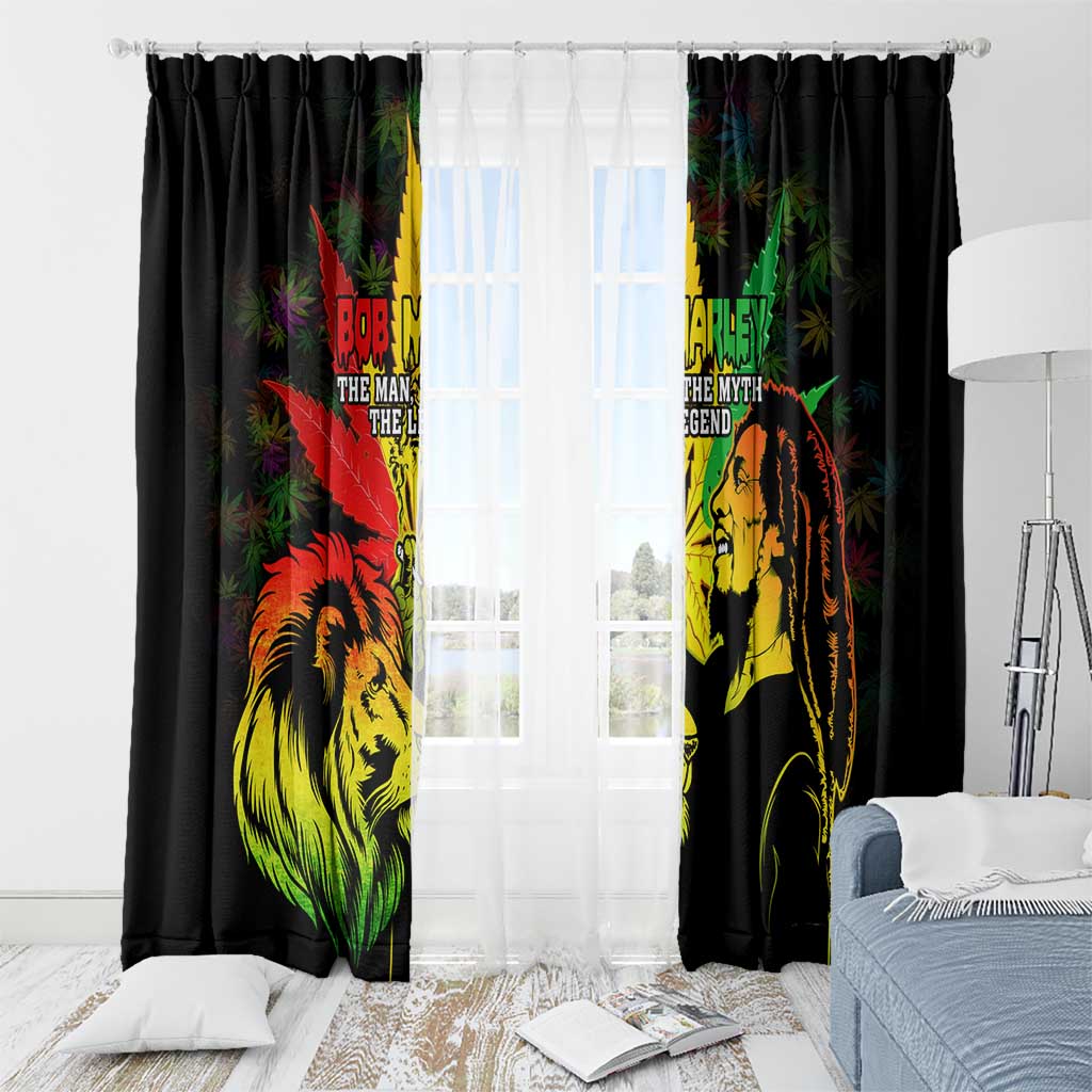 Jamaica Legend Bob Window Curtain Lion With Cannabis Leaf Pattern - Wonder Print Shop