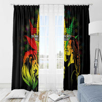 Jamaica Legend Bob Window Curtain Lion With Cannabis Leaf Pattern - Wonder Print Shop