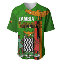 Zambia Independence Day Baseball Jersey Happy 59th Anniversary Kente Pattern - Wonder Print Shop