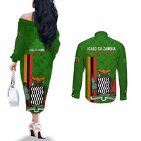 zambia-independence-day-couples-matching-off-the-shoulder-long-sleeve-dress-and-long-sleeve-button-shirts-happy-59th-anniversary-kente-pattern