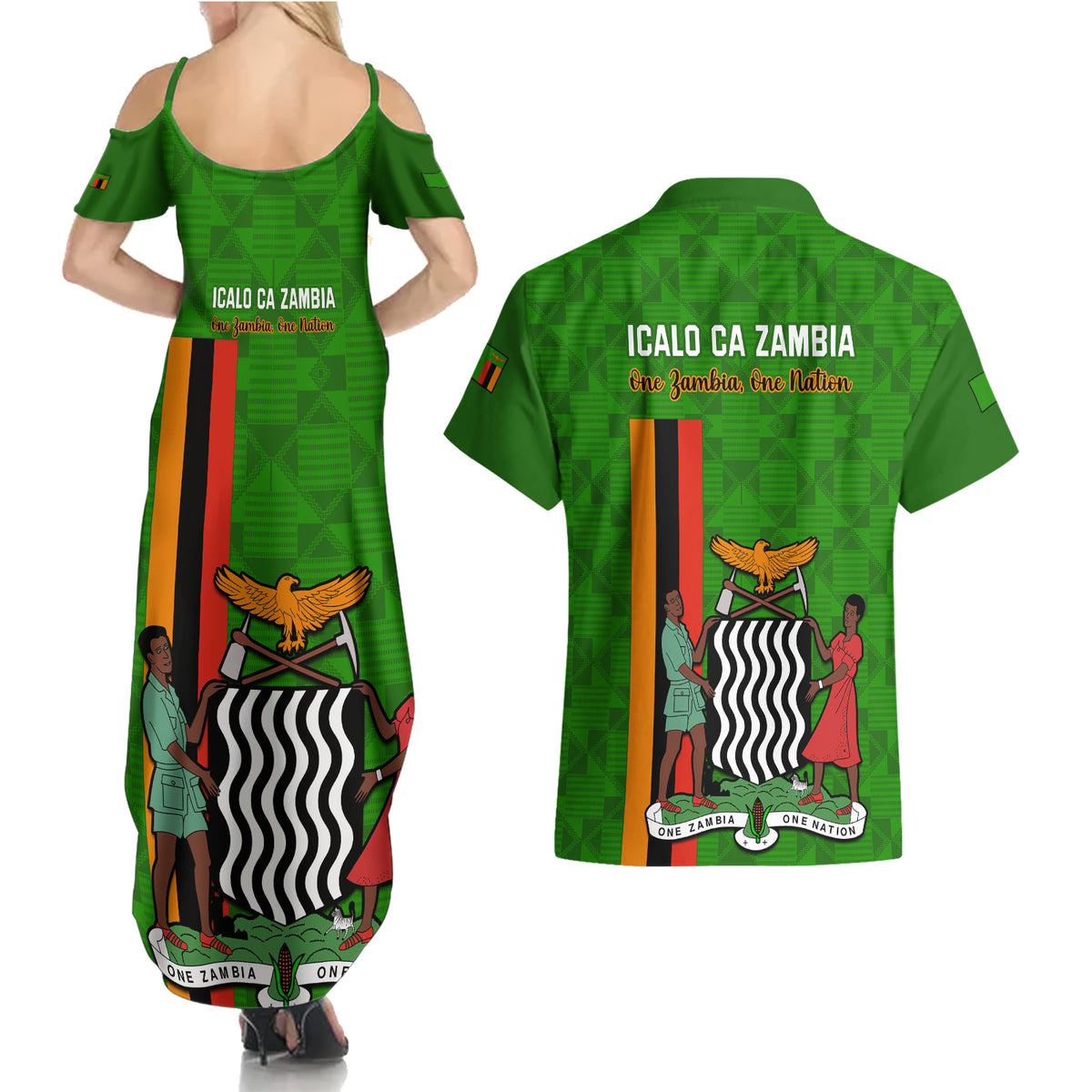 Zambia Independence Day Couples Matching Summer Maxi Dress and Hawaiian Shirt Happy 59th Anniversary Kente Pattern - Wonder Print Shop