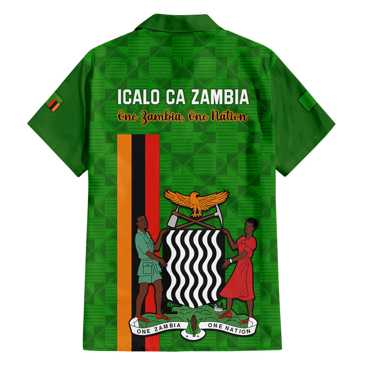 Zambia Independence Day Family Matching Off Shoulder Maxi Dress and Hawaiian Shirt Happy 59th Anniversary Kente Pattern - Wonder Print Shop