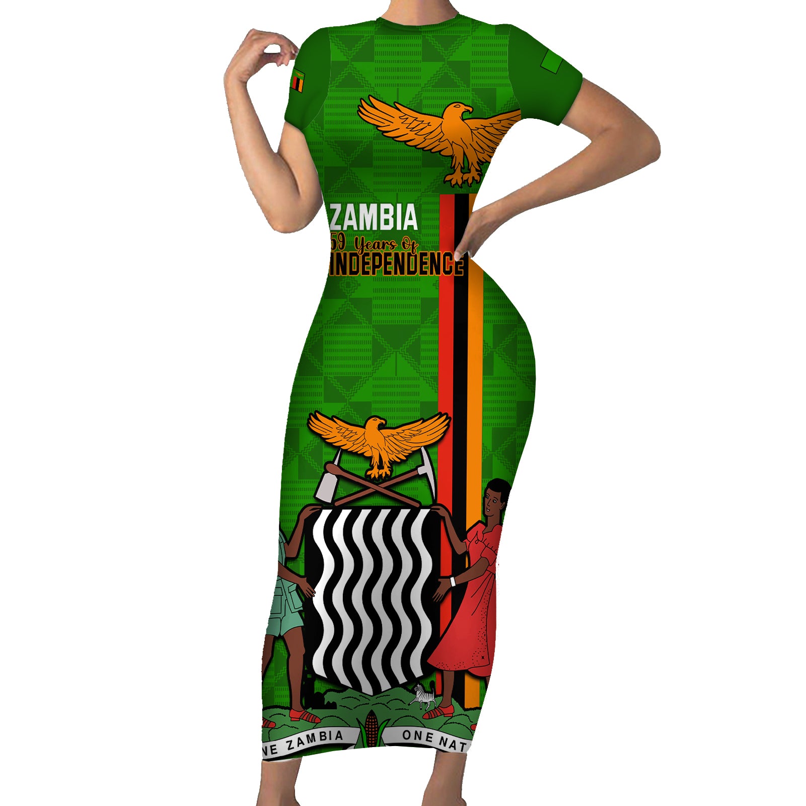 Zambia Independence Day Off Shoulder Maxi Dress Happy 59th Anniversary Kente Pattern - Wonder Print Shop Zambia Independence Day Off Shoulder Maxi Dress Happy 59th Anniversary Kente Pattern - Wonder Print Shop