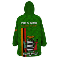 Zambia Independence Day Wearable Blanket Hoodie Happy 59th Anniversary Kente Pattern - Wonder Print Shop