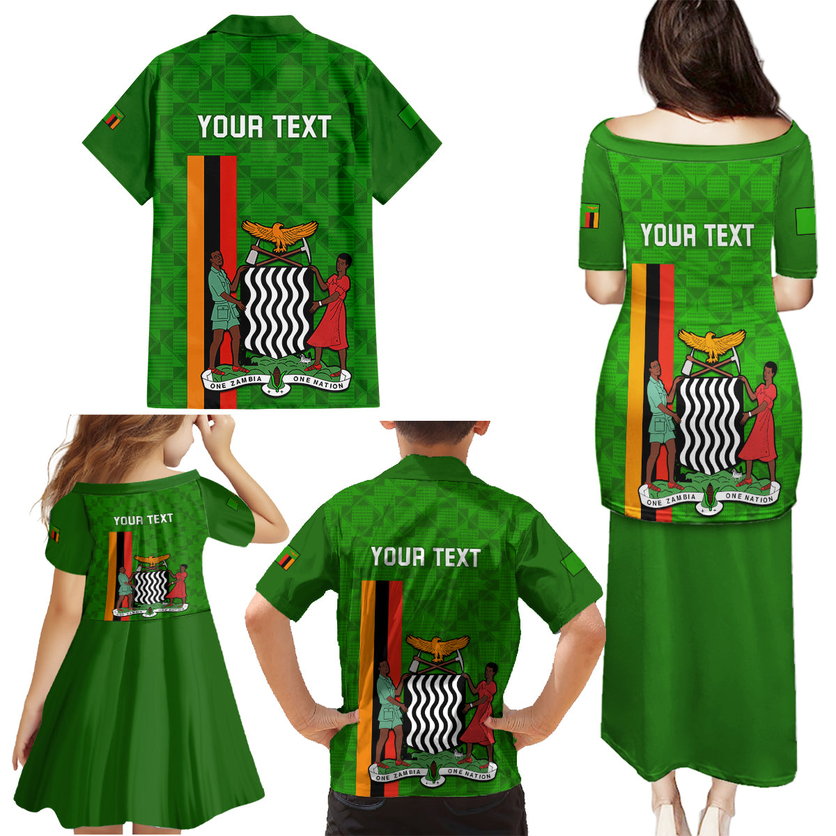 Personalised Zambia Independence Day Family Matching Puletasi Dress and Hawaiian Shirt Happy 59th Anniversary Kente Pattern - Wonder Print Shop