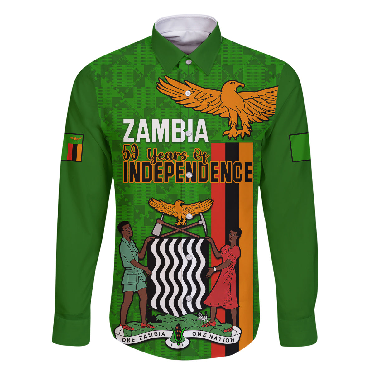 Personalised Zambia Independence Day Family Matching Summer Maxi Dress and Hawaiian Shirt Happy 59th Anniversary Kente Pattern - Wonder Print Shop