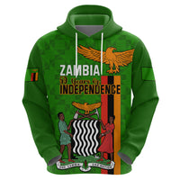 Personalised Zambia Independence Day Hoodie Happy 59th Anniversary Kente Pattern - Wonder Print Shop