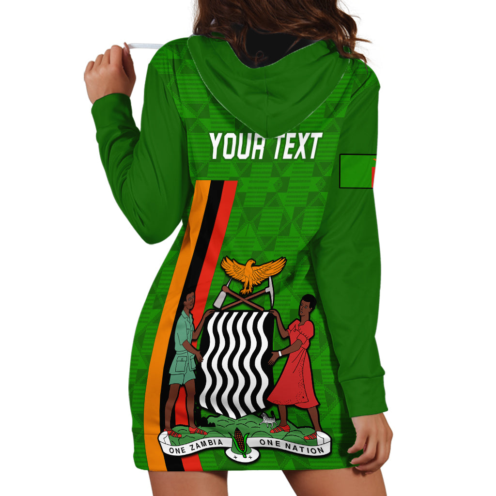 Personalised Zambia Independence Day Hoodie Dress Happy 59th Anniversary Kente Pattern - Wonder Print Shop