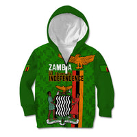 Personalised Zambia Independence Day Kid Hoodie Happy 59th Anniversary Kente Pattern - Wonder Print Shop