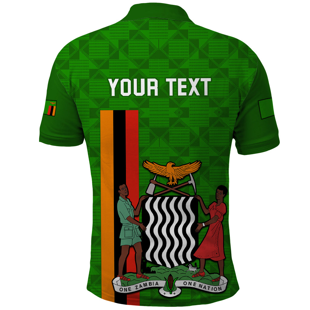 Personalised Zambia Independence Day Polo Shirt Happy 59th Anniversary Kente Pattern - Wonder Print Shop