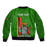 Personalised Zambia Independence Day Sleeve Zip Bomber Jacket Happy 59th Anniversary Kente Pattern - Wonder Print Shop