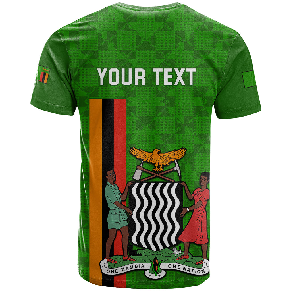 Personalised Zambia Independence Day T Shirt Happy 59th Anniversary Kente Pattern - Wonder Print Shop