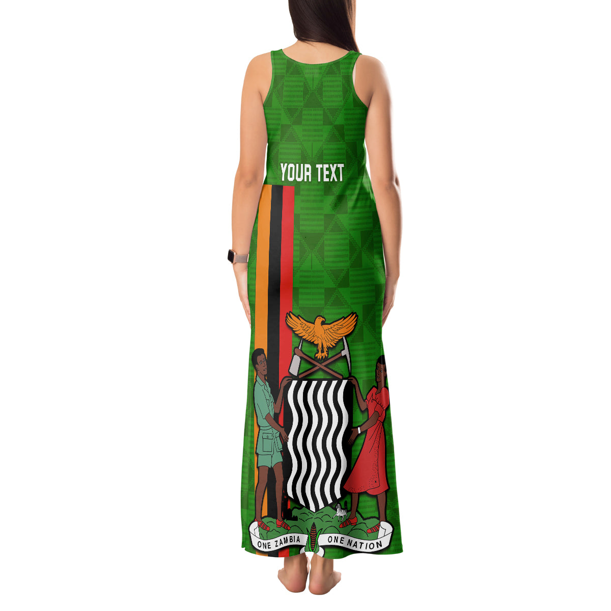 Personalised Zambia Independence Day Tank Maxi Dress Happy 59th Anniversary Kente Pattern - Wonder Print Shop