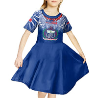 Samoa Rugby Kid Short Sleeve Dress 2023 Go Manu Samoa With Ula Fala Style - Wonder Print Shop
