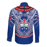 Samoa Rugby Long Sleeve Button Shirt 2023 Go Manu Samoa With Ula Fala Style - Wonder Print Shop