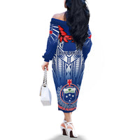 Samoa Rugby Off The Shoulder Long Sleeve Dress 2023 Go Manu Samoa With Ula Fala Style - Wonder Print Shop