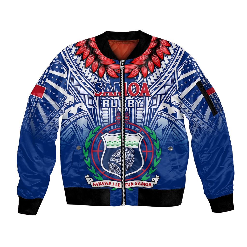 Samoa Rugby Sleeve Zip Bomber Jacket 2023 Go Manu Samoa With Ula Fala Style - Wonder Print Shop