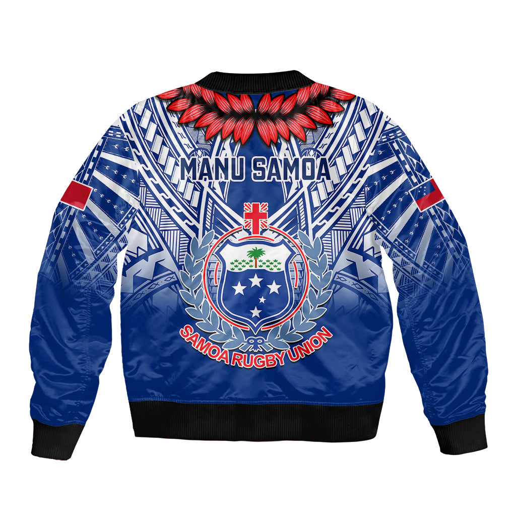 Samoa Rugby Sleeve Zip Bomber Jacket 2023 Go Manu Samoa With Ula Fala Style - Wonder Print Shop