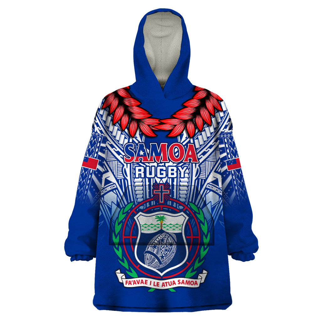 Samoa Rugby Wearable Blanket Hoodie 2023 Go Manu Samoa With Ula Fala Style - Wonder Print Shop