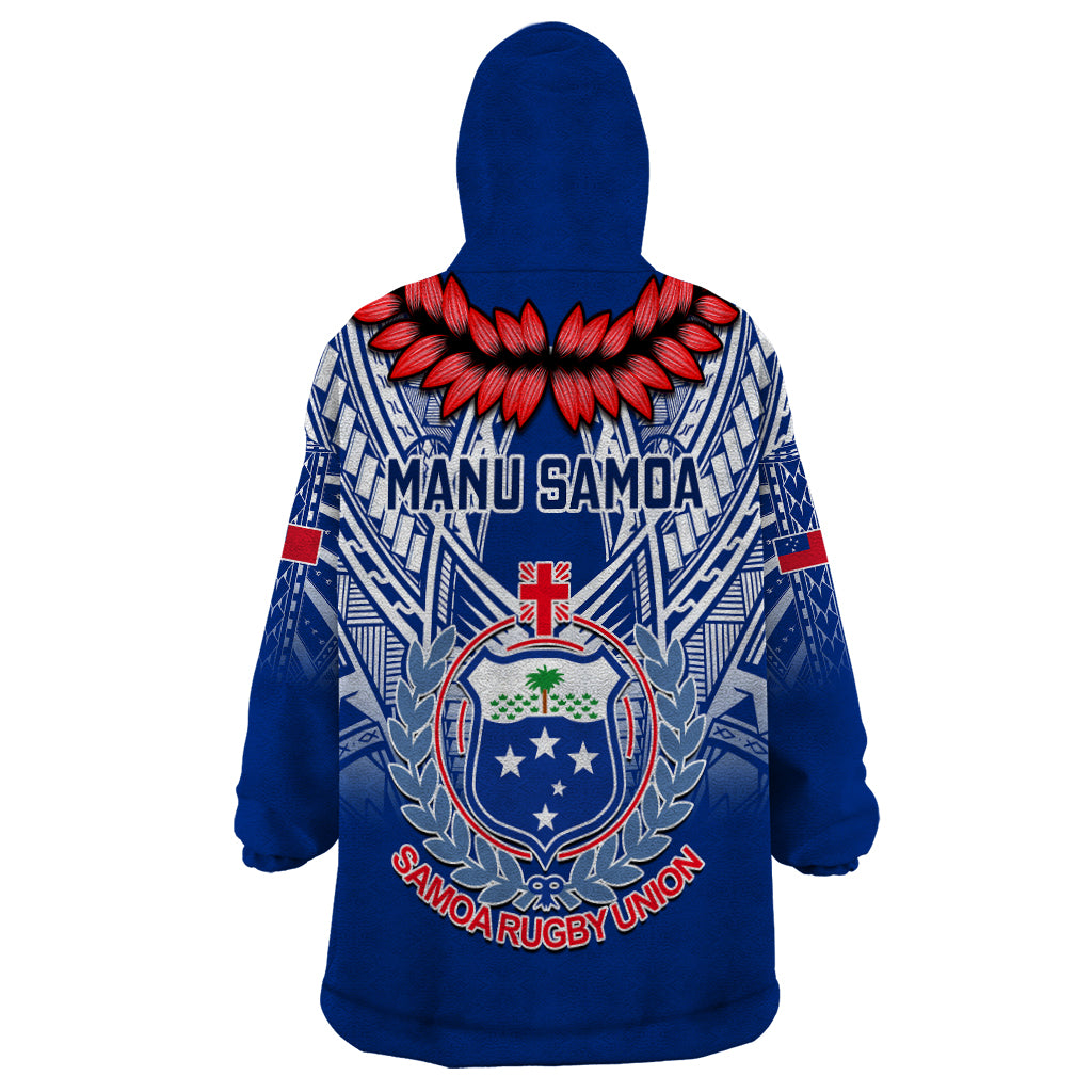 Samoa Rugby Wearable Blanket Hoodie 2023 Go Manu Samoa With Ula Fala Style - Wonder Print Shop