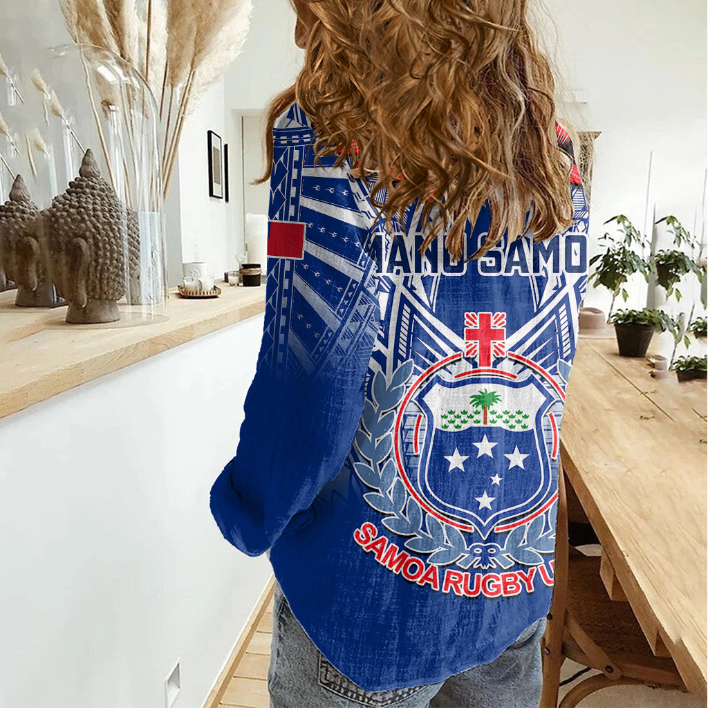 Samoa Rugby Women Casual Shirt 2023 Go Manu Samoa With Ula Fala Style - Wonder Print Shop