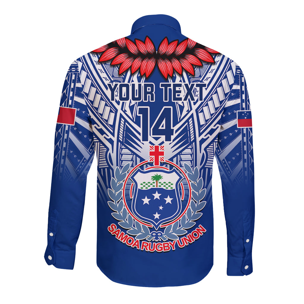 Custom Samoa Rugby Long Sleeve Button Shirt 2023 Go Manu Samoa With Ula Fala Style - Wonder Print Shop