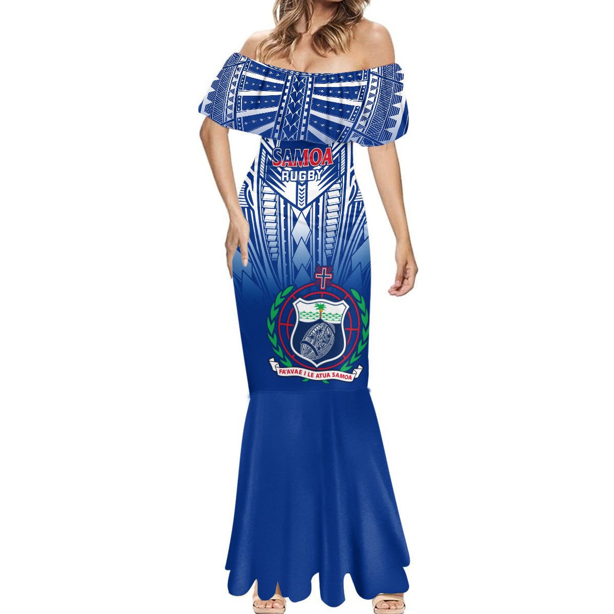 Custom Samoa Rugby Mermaid Dress 2023 Go Manu Samoa With Ula Fala Style - Wonder Print Shop