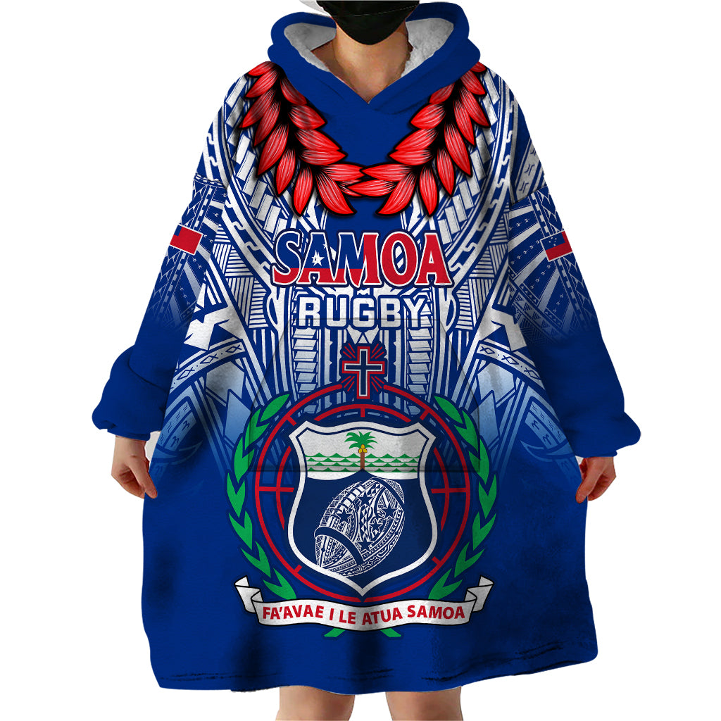 Custom Samoa Rugby Wearable Blanket Hoodie 2023 Go Manu Samoa With Ula Fala Style - Wonder Print Shop