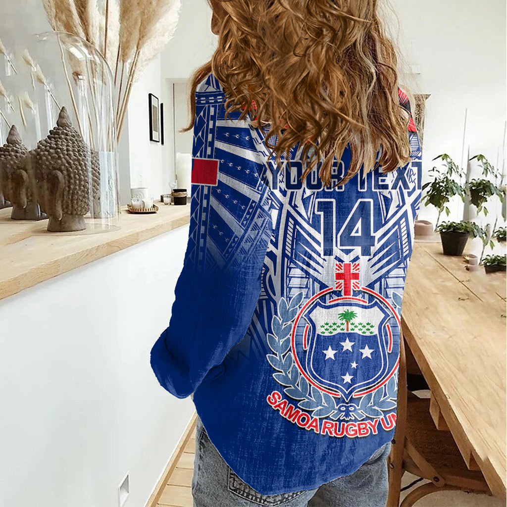 Custom Samoa Rugby Women Casual Shirt 2023 Go Manu Samoa With Ula Fala Style - Wonder Print Shop