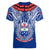 Custom Samoa Rugby Women V Neck T Shirt 2023 Go Manu Samoa With Ula Fala Style - Wonder Print Shop