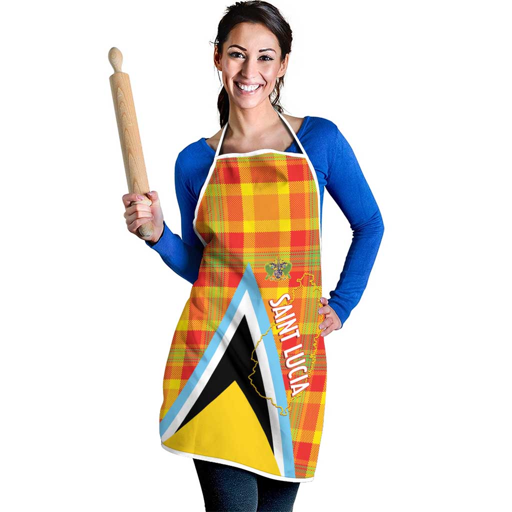 Saint Lucia Creole Day Apron Bon Fete Jounen Kweyol Madras Pattern - Wonder Print Shop