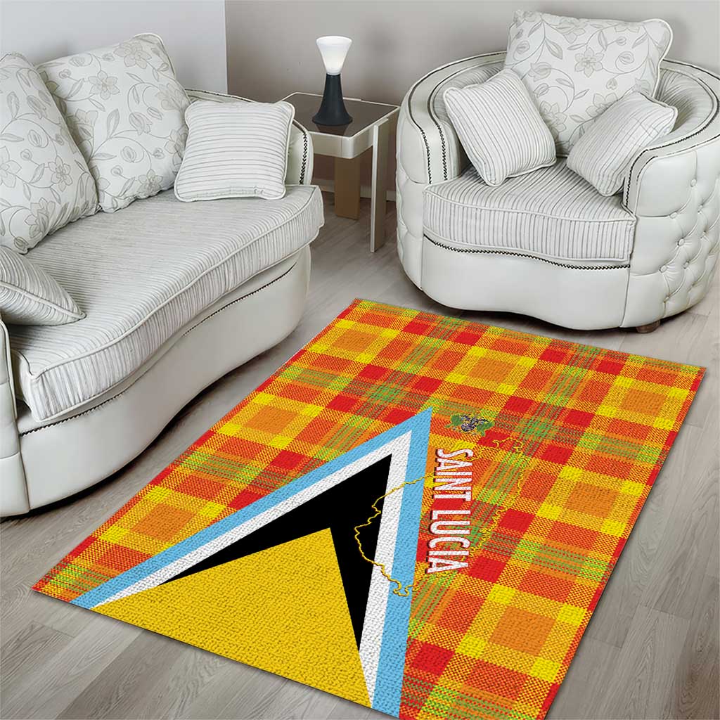 Saint Lucia Creole Day Area Rug Bon Fete Jounen Kweyol Madras Pattern - Wonder Print Shop