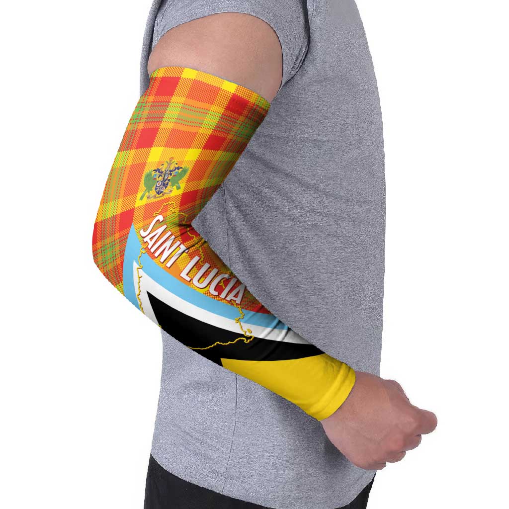 Saint Lucia Creole Day Arm Sleeves Bon Fete Jounen Kweyol Madras Pattern - Wonder Print Shop