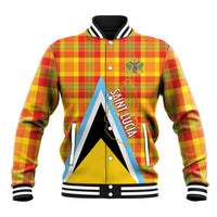 Saint Lucia Creole Day Baseball Jacket Bon Fete Jounen Kweyol Madras Pattern - Wonder Print Shop