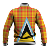 Saint Lucia Creole Day Baseball Jacket Bon Fete Jounen Kweyol Madras Pattern - Wonder Print Shop