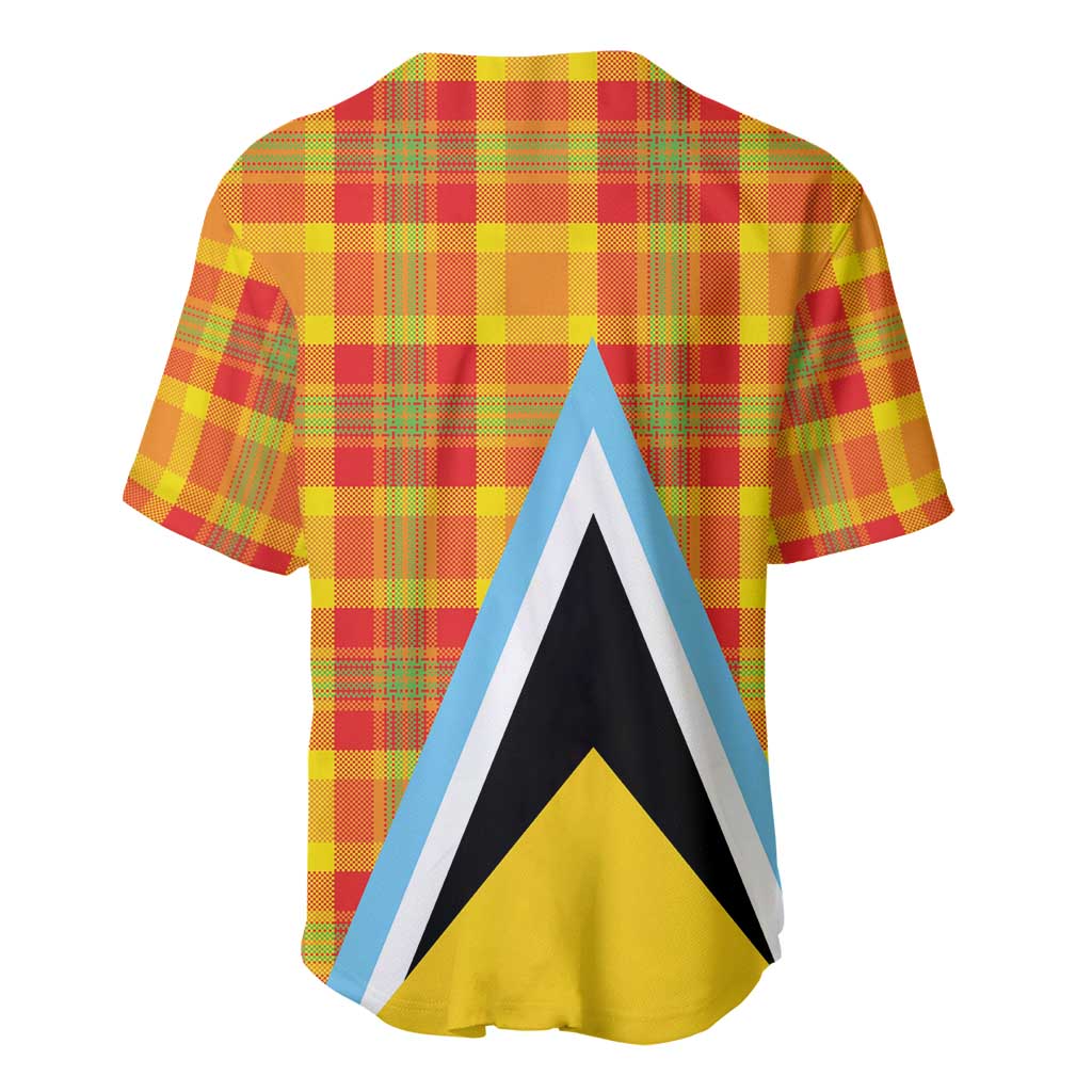 Saint Lucia Creole Day Baseball Jersey Bon Fete Jounen Kweyol Madras Pattern - Wonder Print Shop