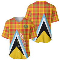 Saint Lucia Creole Day Baseball Jersey Bon Fete Jounen Kweyol Madras Pattern - Wonder Print Shop