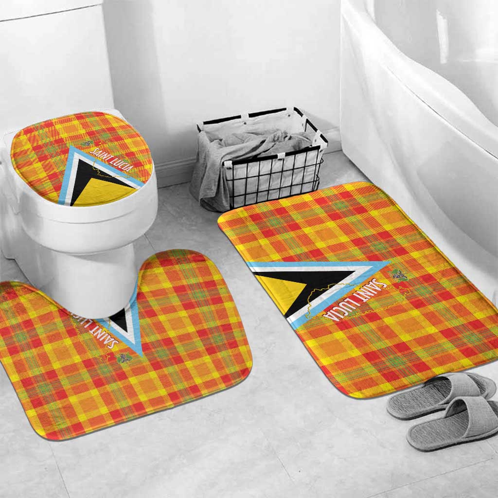 Saint Lucia Creole Day Bathroom Set Bon Fete Jounen Kweyol Madras Pattern - Wonder Print Shop