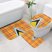 Saint Lucia Creole Day Bathroom Set Bon Fete Jounen Kweyol Madras Pattern - Wonder Print Shop