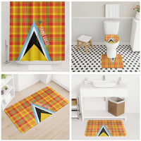 Saint Lucia Creole Day Bathroom Set Bon Fete Jounen Kweyol Madras Pattern - Wonder Print Shop